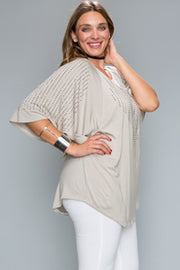 38 SD {Under The Moon} VOCAL Oatmeal Top w/Studs PLUS SIZE XL 2X 3X