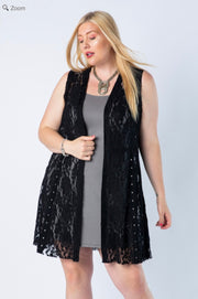 49 OT {Creating Romance} VOCAL Black Lace Vest PLUS SIZE XL 2X 3X