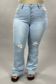 BT {Faded Days} Light Distressed Denim Button Up Jeans PLUS SIZE 18