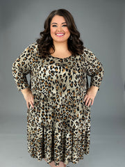 60 PQ {Any Questions} Leopard Print Tiered Dress EXTENDED PLUS SIZE 3X 4X 5X