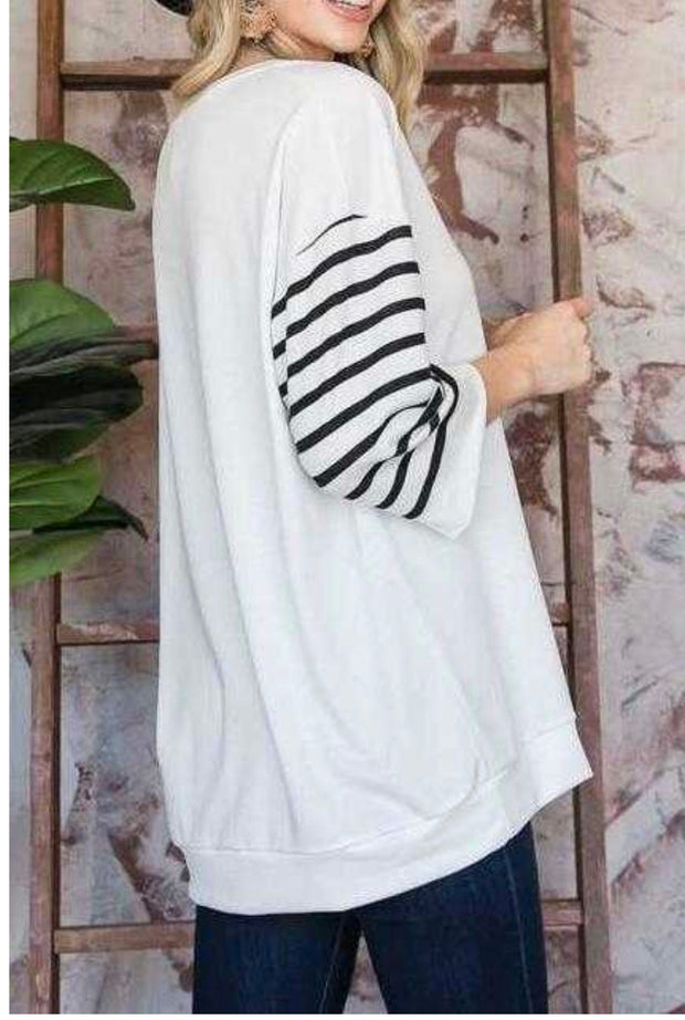 82 CP-E {Daring Effect} White/Black Striped Tunic PLUS SIZE 1X 2X 3X  SALE!!!