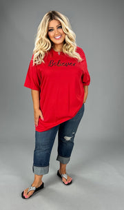 48 GT {Believer} RED Graphic Tee PLUS SIZE 1X 2X 3X