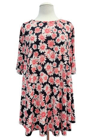 47 PSS {Daisy Dreaming} Red Daisy Print Tunic EXTENDED PLUS SIZE 3X 4X 5X