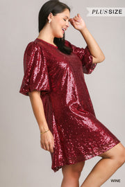 29 SSS {Hot Off The Press} Umgee Wine Sequin Dress PLUS SIZE XL 1X 2X