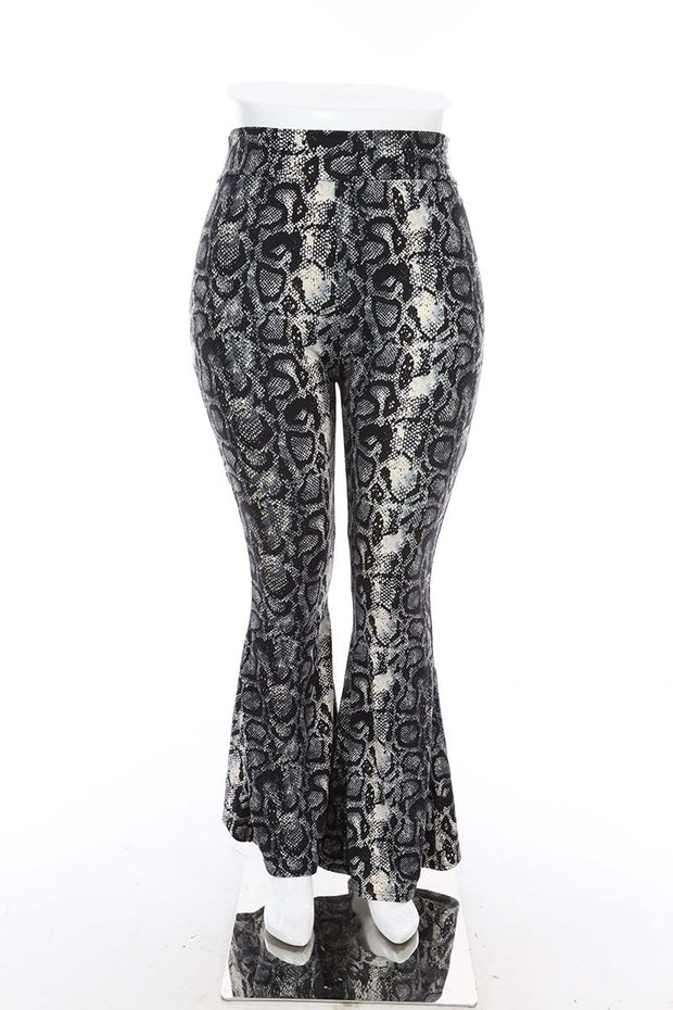 BT-F {Get Dangerous} Black Snakeskin Bell Bottom Pants PLUS SIZE XL 2X 3X