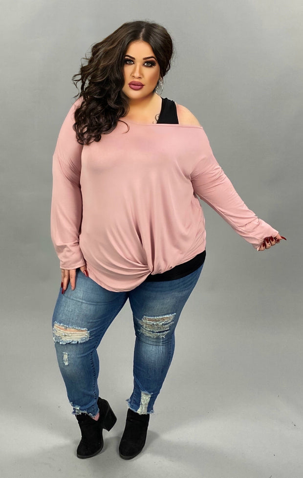 41 SLS-P {Set the Date}  Rose Twisted Hem Tunic PLUS SIZE 1X 2X 3X