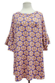 32 PSS {Radiate Poise} Royal Blue/Yellow Floral Top EXTENDED PLUS SIZE 4X 5X 6X
