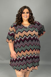 18 PQ {Smooth Talking} Multi-Color Zig Zag Print Dress EXTENDED PLUS SIZE 4X 5X 6X