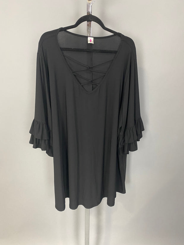 22 SQ {Happy Curvy} Black Caged Neck Tunic CURVY BRAND!!! EXTENDED PLUS SIZE 3X 4X 5X 6X