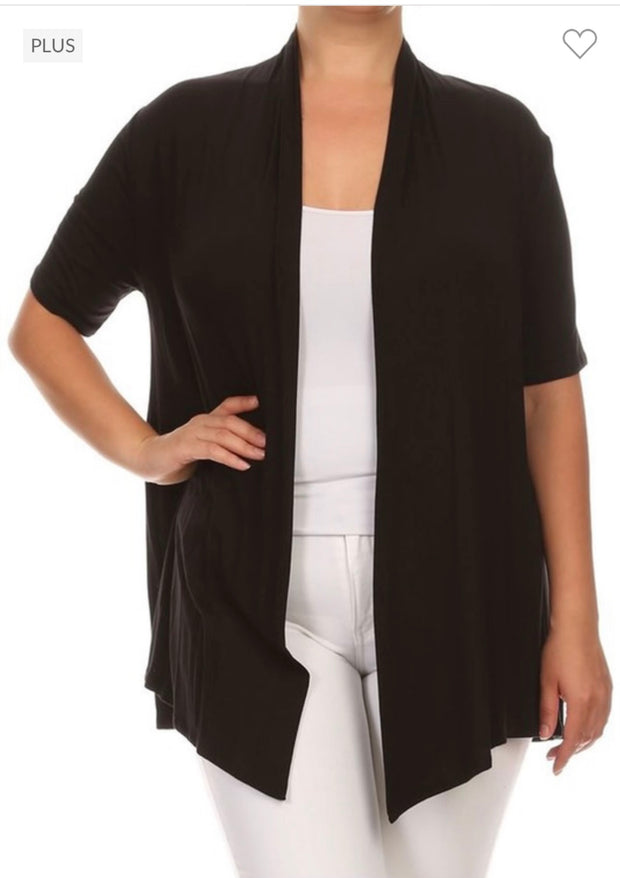 30 OT {Wrapped In Curvy} Black Cardigan w/Pockets CURVY BRAND!!!  EXTENDED PLUS SIZE 1X 2X 3X 4X 5X 6X (May Size Down 1 Size}