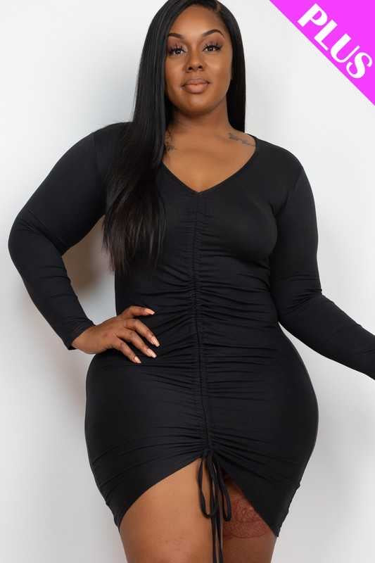 22 SQ {Encore Please} Black V-Neck BodyCon Dress PLUS SIZE 1X 2X 3X – Curvy Boutique Plus Size Clothing