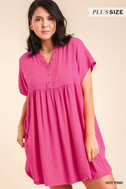 31 SSS {Simply Loved} Umgee Hot Pink Babydoll Dress PLUS SIZE XL 1X 2X