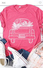 19 GT-N {Bloom Truck} Heather Berry Graphic Tee PLUS SIZE 2X 3X