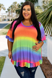 76 PSS {Rainbow Hour} Multi-Color Stripe Top PLUS SIZE 1X 2X 3X