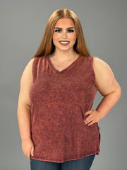 44 SV-A {Ease Along} Persimmon Mineral Wash Top PLUS SIZE 1X 2X 3X