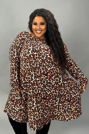 81 PLS-C {Touch Of Color} Brown Leopard Print Dress EXTENDED PLUS SIZE 3X 4X 5X