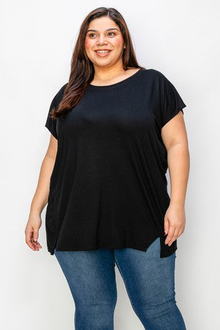 34 SSS {Take A Minute} Black Tunic w/Side Slits EXTENDED PLUS SIZE 4X 5X 6X