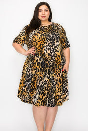 22 PSS-C {Featured Film} Brown Tan Animal Print Dress EXTENDED PLUS SIZE 3X 4X 5X