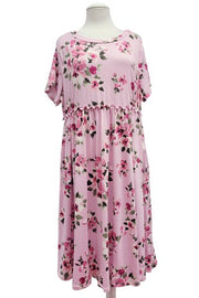 20 PSS {Lovely Story} Pink Floral Empire Waist Dress EXTENDED PLUS SIZE 3X 4X 5X