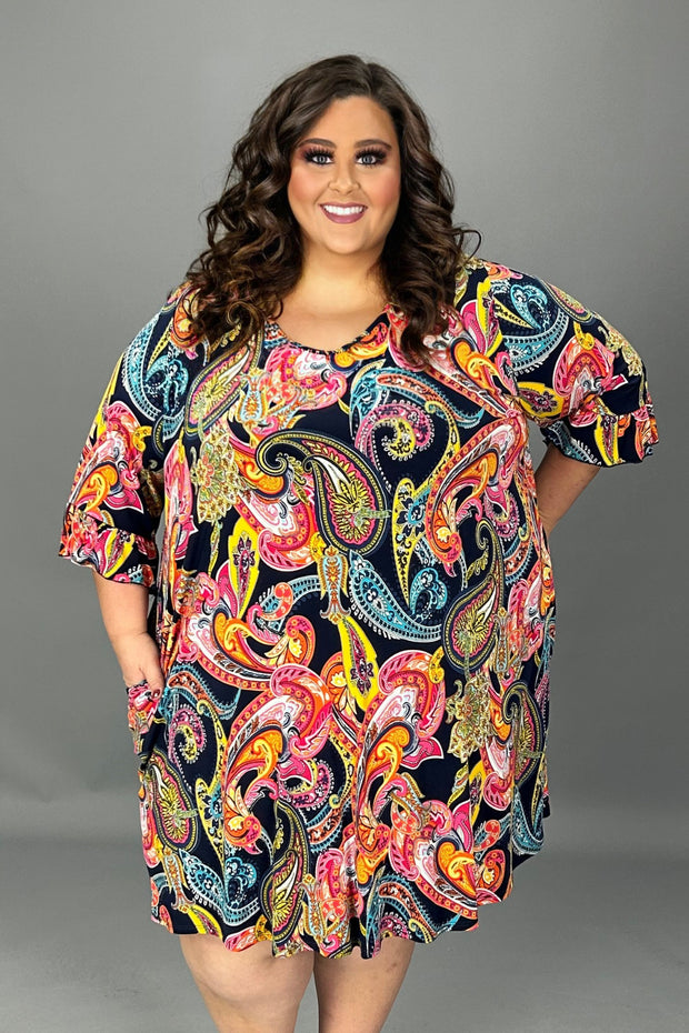 22 PQ-B {New Perspective} Multi-Color Paisley Dress EXTENDED PLUS SIZE 4X 5X 6X