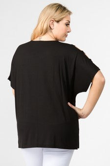 19 OS {Always The One} Black Ladder Sleeve Top PLUS SIZE 1X 2X 3X