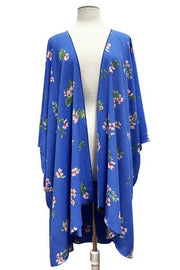 27 OT {Time To Bloom} Blue Floral Kimono EXTENDED PLUS SIZE 3X 4X 5X