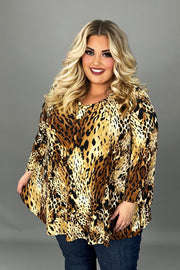 66 PQ {On The Way} Leopard Print V-Neck Top EXTENDED PLUS SIZE 3X 4X 5X
