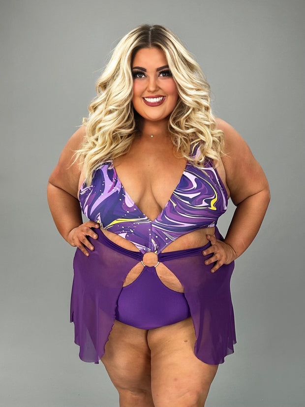 SWIM {CARAWAY} Purple Print Swimsuit
