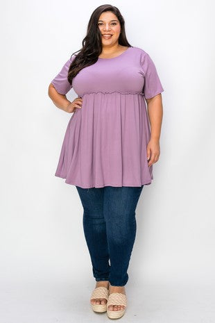 26 SSS {Casual Chic} Lilac Ruffle Babydoll Tunic EXTENDED PLUS SIZE 3X 4X 5X