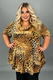 74 PSS-M {For The Fashion In You} Leopard Print V-Neck Top EXTENDED PLUS SIZE 3X 4X 5X