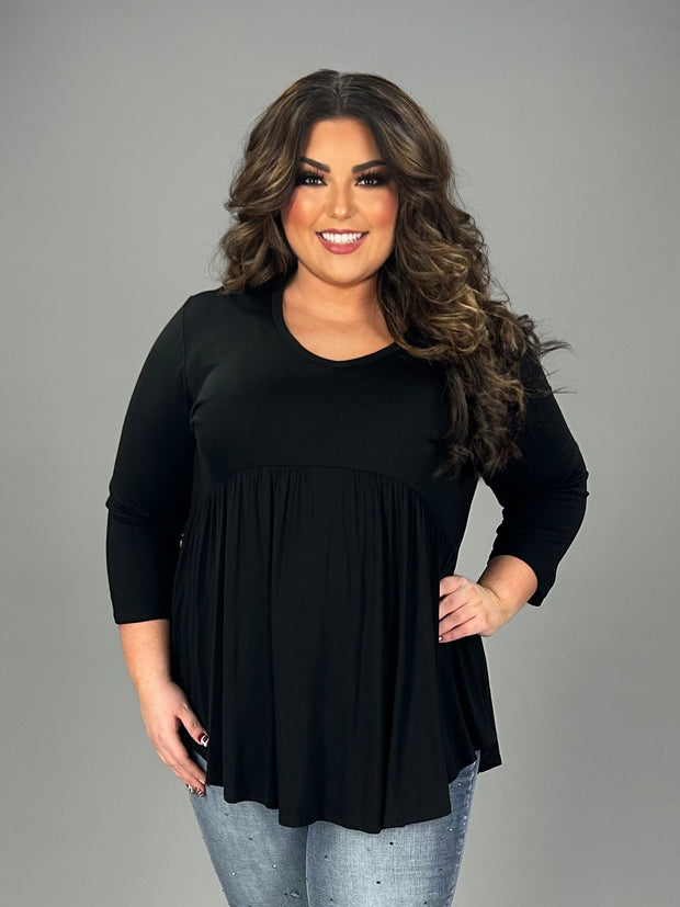 66 SQ-D {Special Moments} Black Babydoll Tunic EXTENDED PLUS SIZE 4X 5X 6X