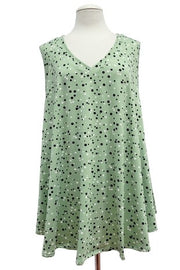 24 SV {Cool Feelings} Mint Polka Dot V-Neck Top EXTENDED PLUS SIZE 4X 5X 6X