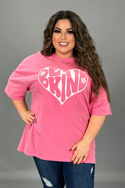 78 GT {Be Kind Heart} PINK Comfort Colors Graphic Tee PLUS SIZE 3X