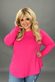73 SLS-Y {Here I Stand} Fuchsia Round Neck Top PLUS SIZE 1X 2X 3X