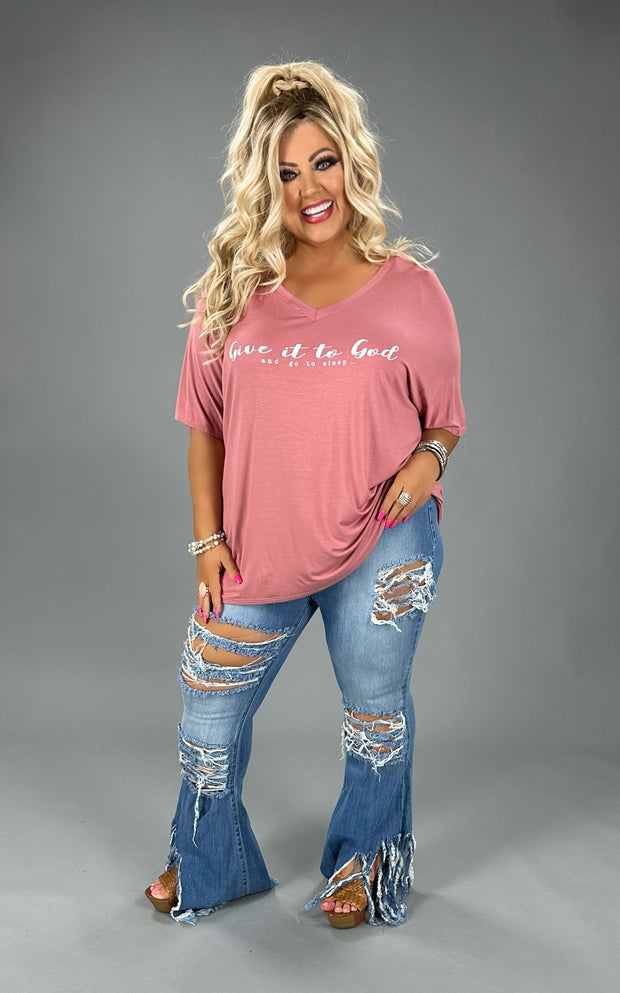 57 GT-B {Give It To God} Cinnamon V-Neck Tee PLUS SIZE 1X 2X 3X