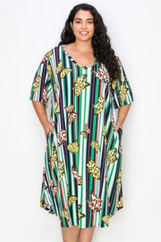 87 PSS {Fly With Me} Green/Ivory Butterfly Print Dress EXTENDED PLUS SIZE 3X 4X 5X