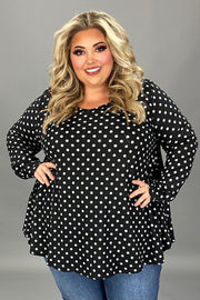 26 PLS {Playing For Keeps} Black Polka Dot V-Neck Top EXTENDED PLUS SIZE 3X 4X 5X