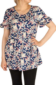 27 PSS {Roaming The Garden} Navy Floral Babydoll Top PLUS SIZE 1X 2X 3X