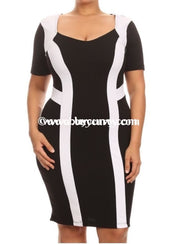 CP-Y "Uptown" Black/White BodyCon Dress