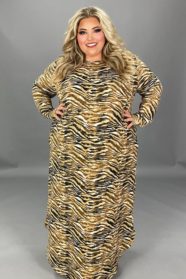 LD-C {Call From The Wild} Brown Animal Print Maxi Dress EXTENDED PLUS SIZE 3X 4X 5X