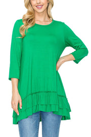 80 SQ {Move To Improve} Green Ruffle Hem Tunic PLUS SIZE 1X 2X 3X