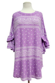 63 PSS {Dedicated To Love} Lilac Paisley Print Top EXTENDED PLUS SIZE 4X 5X 6X