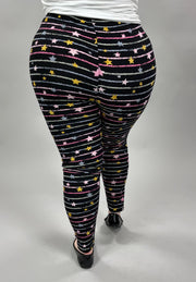 LEG-49 {Starlit Path} Stars & Stripes Print Leggings EXTENDED PLUS SIZE 3X/5X