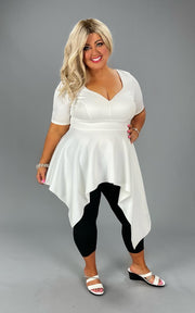 26 SSS-T [City Lights} Ivory Sweetheart Peplum Top PLUS SIZE 1X 2X 3X