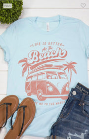 95 GT-A {Life Is Better At The Beach} H. Ice Blue Graphic Tee PLUS SIZE 2X 3X