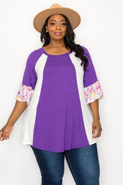 24 CP {Curvy Inspiration} Purple/Ivory Floral Tunic CURVY BRAND!!!  EXTENDED PLUS SIZE 4X 5X 6X