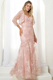 LD-I {For The Best} Dusty Rose Gown w/Bolero EXTENDED PLUS SIZE 5X