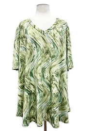 12 PSS {A Little Sparkle Never Hurt} Green Floral V-Neck Top EXTENDED PLUS SIZE 3X 4X 5X (True To Size)