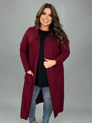OT-Z {Free Falling} Burgundy Slouchy Pocket Cardigan PLUS SIZE