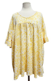 63 PSS {Stealing Sights} Yellow Leopard Empire V-Neck Top EXTENDED PLUS SIZE XL 2X 3X 4X 5X 6X